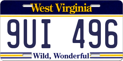 WV license plate 9UI496