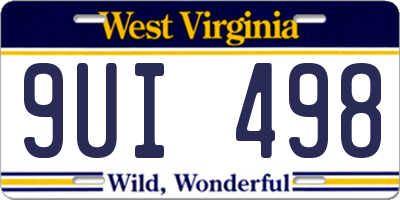 WV license plate 9UI498