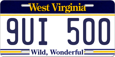 WV license plate 9UI500