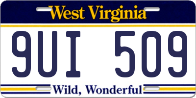 WV license plate 9UI509