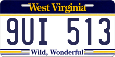 WV license plate 9UI513