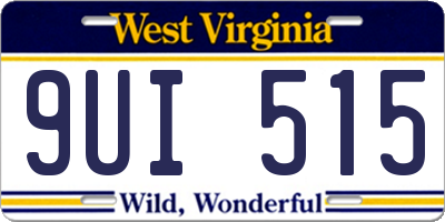 WV license plate 9UI515