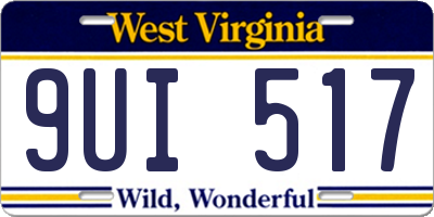 WV license plate 9UI517