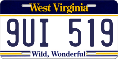 WV license plate 9UI519
