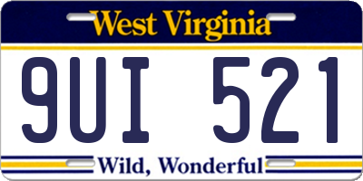WV license plate 9UI521