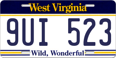 WV license plate 9UI523