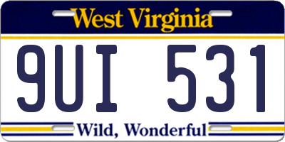 WV license plate 9UI531