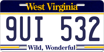 WV license plate 9UI532