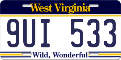 WV license plate 9UI533