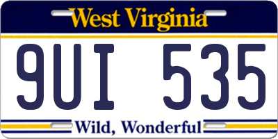 WV license plate 9UI535