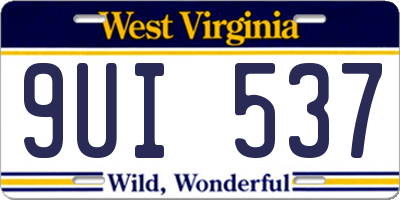 WV license plate 9UI537