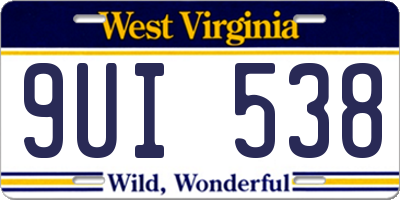 WV license plate 9UI538