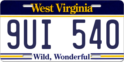 WV license plate 9UI540
