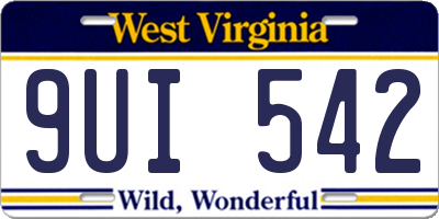 WV license plate 9UI542