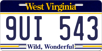 WV license plate 9UI543