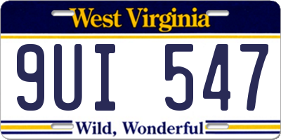 WV license plate 9UI547
