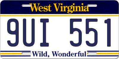 WV license plate 9UI551