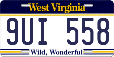WV license plate 9UI558
