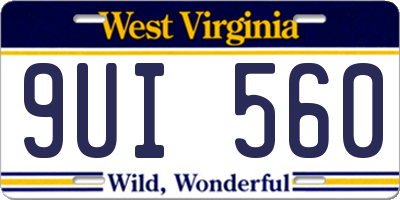 WV license plate 9UI560