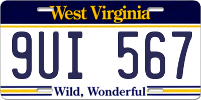 WV license plate 9UI567