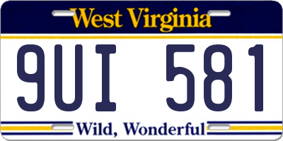 WV license plate 9UI581