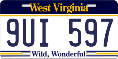 WV license plate 9UI597