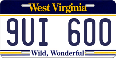 WV license plate 9UI600