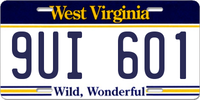 WV license plate 9UI601