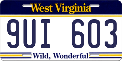 WV license plate 9UI603