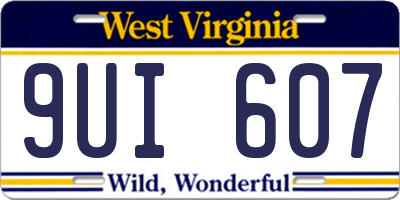 WV license plate 9UI607