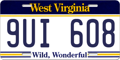 WV license plate 9UI608