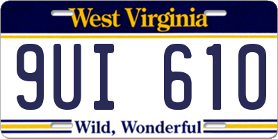 WV license plate 9UI610