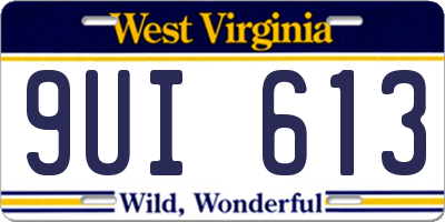 WV license plate 9UI613