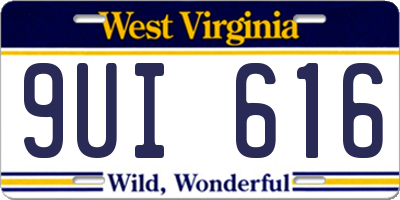 WV license plate 9UI616