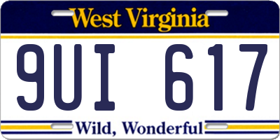 WV license plate 9UI617