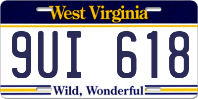 WV license plate 9UI618