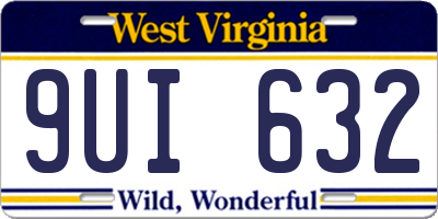 WV license plate 9UI632