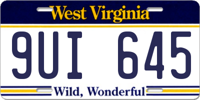 WV license plate 9UI645