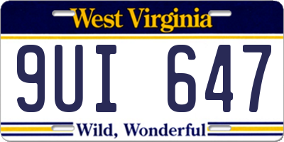 WV license plate 9UI647
