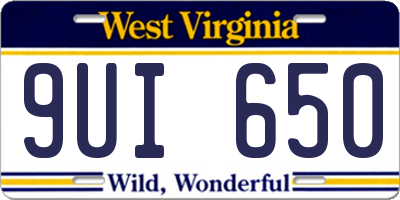 WV license plate 9UI650