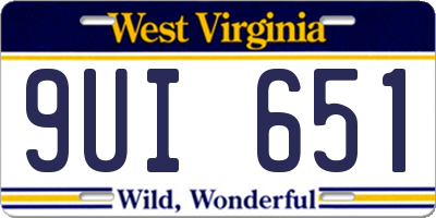 WV license plate 9UI651