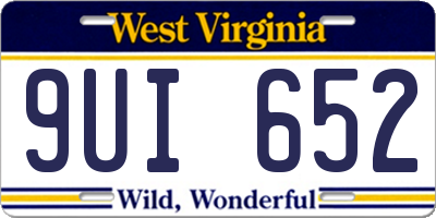 WV license plate 9UI652