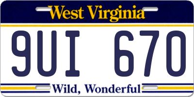 WV license plate 9UI670