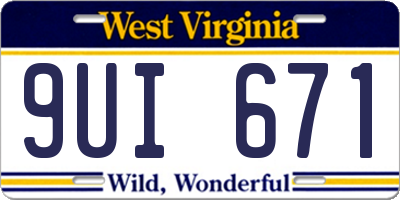 WV license plate 9UI671