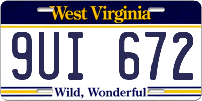 WV license plate 9UI672