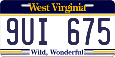 WV license plate 9UI675