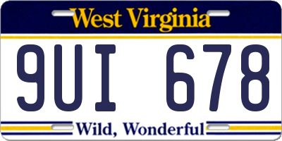 WV license plate 9UI678