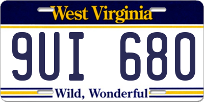 WV license plate 9UI680