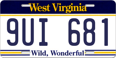 WV license plate 9UI681