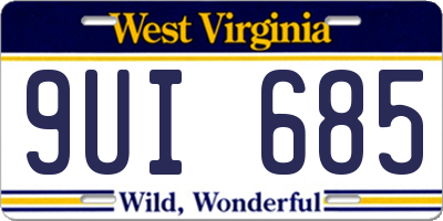 WV license plate 9UI685